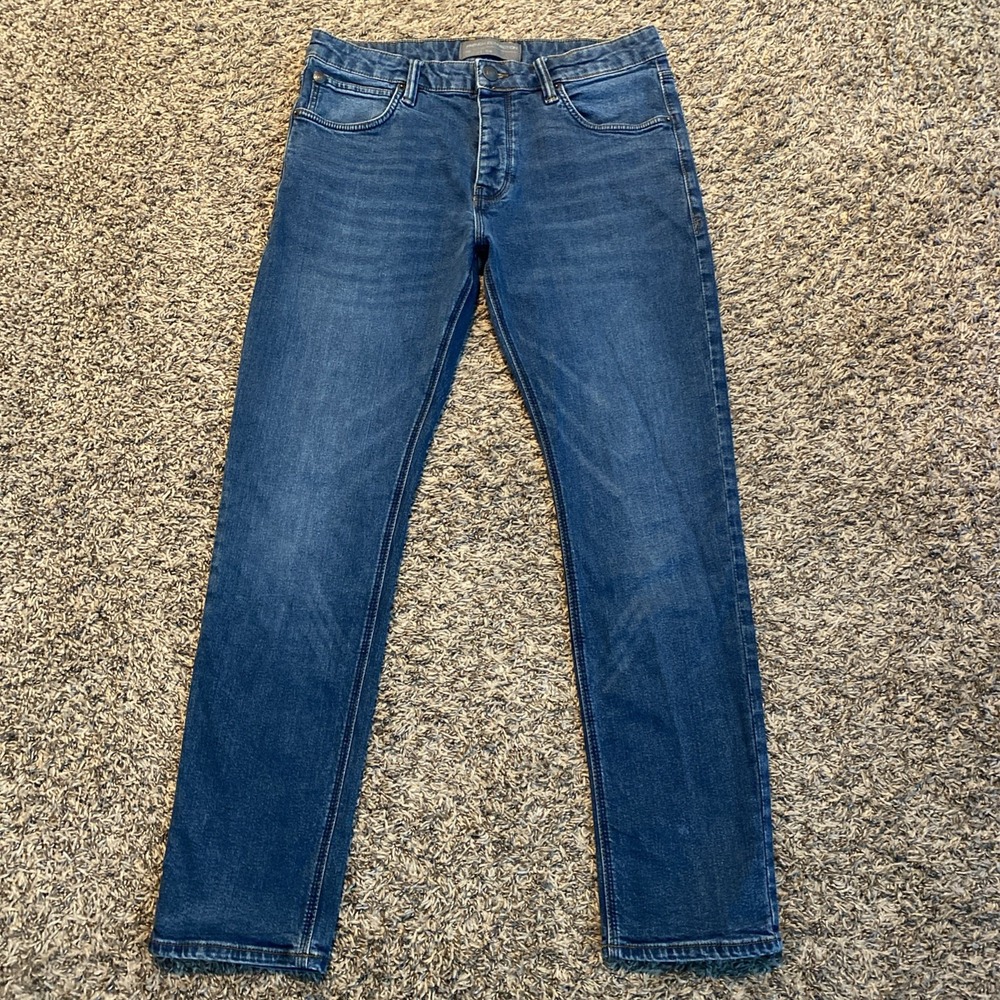 French Connection Slim Straight Denim Jeans‎ Men 32x32 Blue Button Fly Casual